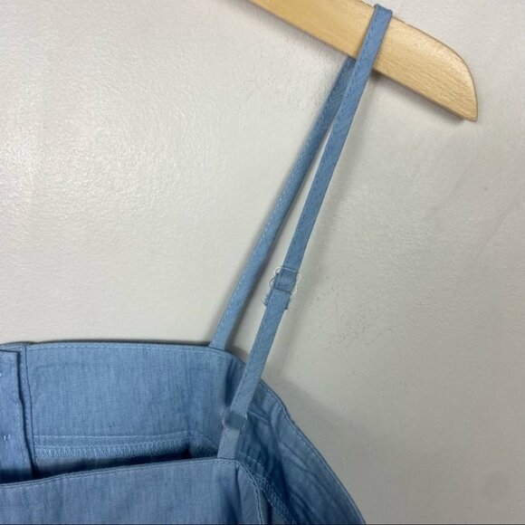 Solution Tiered Square Neck Blue Maxi Dress Beach Size Large Button Placket Boho - Picture 6 of 8